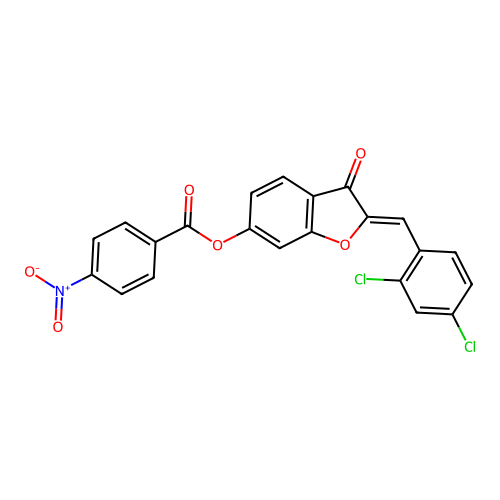 2-[(2,4-Dichlorophenyl)methylene]-3-oxobenzo[3,4-b]furan-6-yl 4-nitrobenzoate structure