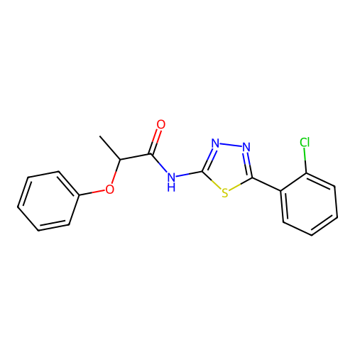 N-(5-(2-chlorophenyl)-1,3,4-thiadiazol-2-yl)-2-phenoxypropanamide structure