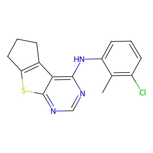 N-(3-chloro-2-methylphenyl)-6,7-dihydro-5H-cyclopenta[4,5]thieno[2,3-d]pyrimidin-4-amine structure
