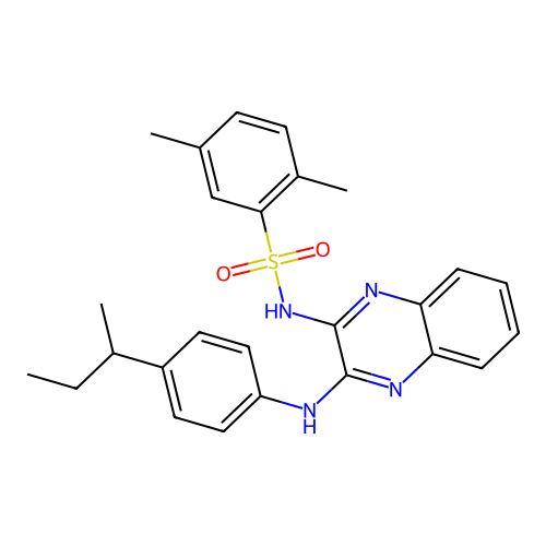 N-[3-(4-butan-2-ylanilino)quinoxalin-2-yl]-2,5-dimethylbenzenesulfonamide structure