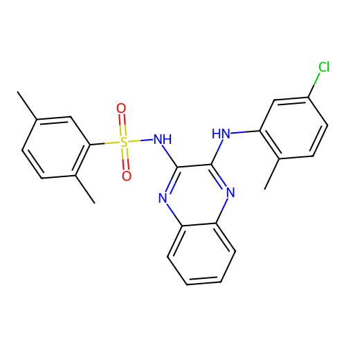 N-(3-((5-chloro-2-methylphenyl)amino)quinoxalin-2-yl)-2,5-dimethylbenzenesulfonamide structure