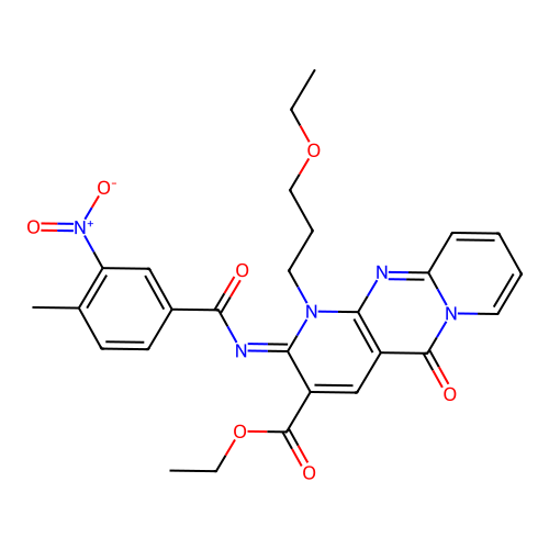 (Z)-ethyl 1-(3-ethoxypropyl)-2-((4-methyl-3-nitrobenzoyl)imino)-5-oxo-2,5-dihydro-1H-dipyrido[1,2-a:2',3'-d]pyrimidine-3-carboxylate structure