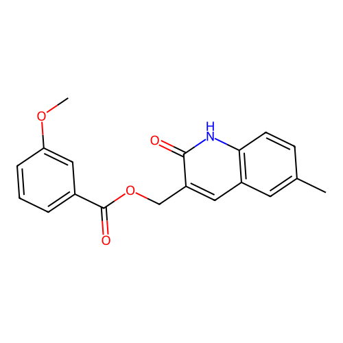 (6-methyl-2-oxo-1H-quinolin-3-yl)methyl 3-methoxybenzoate structure