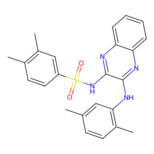 N-(3-((2,5-dimethylphenyl)amino)quinoxalin-2-yl)-3,4-dimethylbenzenesulfonamide structure