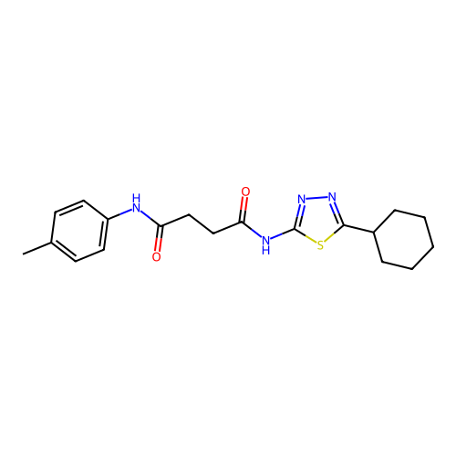 N1-(5-cyclohexyl-1,3,4-thiadiazol-2-yl)-N4-(p-tolyl)succinamide structure
