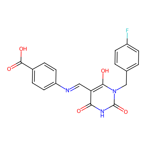 4-[[1-[(4-fluorophenyl)methyl]-2,4,6-trioxo-1,3-diazinan-5-ylidene]methylamino]benzoic Acid structure