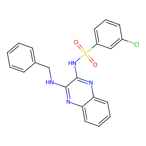 N-[3-(benzylamino)quinoxalin-2-yl]-3-chlorobenzenesulfonamide structure