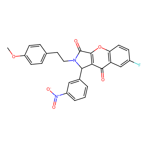7-fluoro-2-(4-methoxyphenethyl)-1-(3-nitrophenyl)-1,2-dihydrochromeno[2,3-c]pyrrole-3,9-dione structure