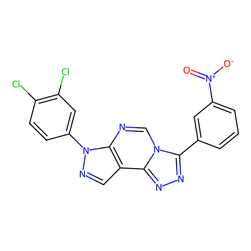 7-(3,4-dichlorophenyl)-3-(3-nitrophenyl)-7H-pyrazolo[4,3-e][1,2,4]triazolo[4,3-c]pyrimidine structure