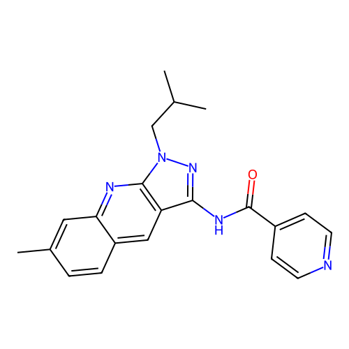 N-(1-isobutyl-7-methyl-1H-pyrazolo[3,4-b]quinolin-3-yl)isonicotinamide structure