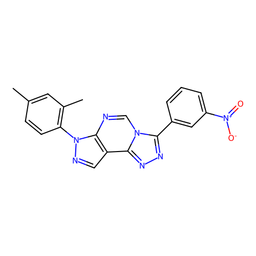7-(2,4-dimethylphenyl)-3-(3-nitrophenyl)-7H-pyrazolo[4,3-e][1,2,4]triazolo[4,3-c]pyrimidine structure
