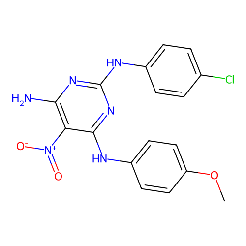 N2-(4-Chlorophenyl)-N4-(4-methoxyphenyl)-5-nitropyrimidine-2,4,6-triamine structure