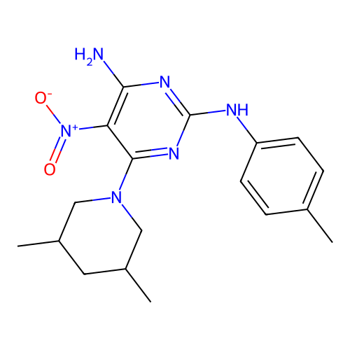[4-Amino-6-(3,5-dimethylpiperidyl)-5-nitropyrimidin-2-yl](4-methylphenyl)amine structure
