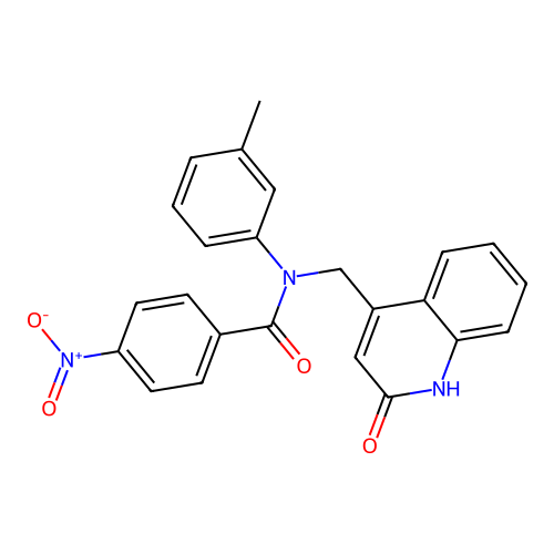 N-(3-methylphenyl)-4-nitro-N-[(2-oxo-1,2-dihydroquinolin-4-yl)methyl]benzamide structure