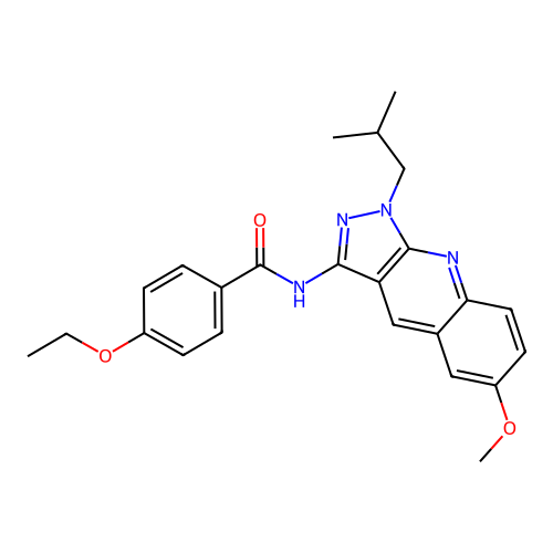 4-ethoxy-N-[6-methoxy-1-(2-methylpropyl)pyrazolo[3,4-b]quinolin-3-yl]benzamide structure