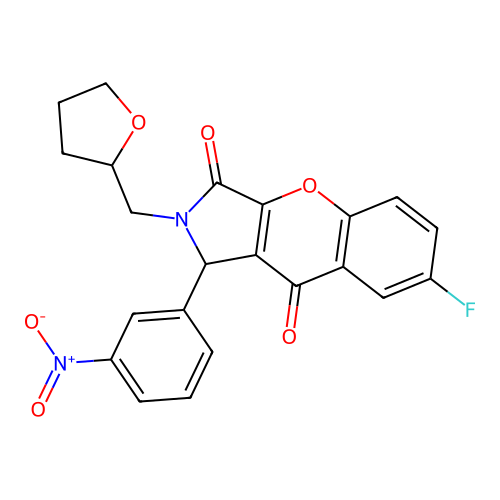7-fluoro-1-(3-nitrophenyl)-2-(oxolan-2-ylmethyl)-1H-chromeno[2,3-c]pyrrole-3,9-dione structure