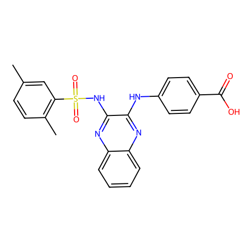 4-[(3-{[(2,5-Dimethylphenyl)sulfonyl]amino}quinoxalin-2-yl)amino]benzoic acid structure