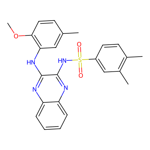 N-(3-((2-methoxy-5-methylphenyl)amino)quinoxalin-2-yl)-3,4-dimethylbenzenesulfonamide structure