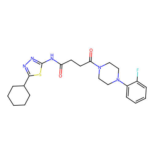 N-(5-cyclohexyl-1,3,4-thiadiazol-2-yl)-4-(4-(2-fluorophenyl)piperazin-1-yl)-4-oxobutanamide structure