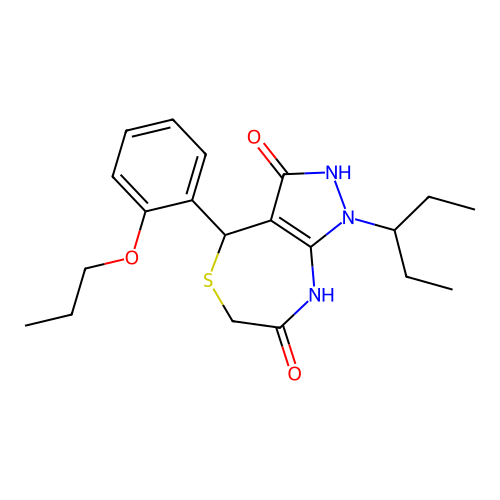 1-(pentan-3-yl)-4-(2-propoxyphenyl)-4,6-dihydro-1H-pyrazolo[3,4-e][1,4]thiazepine-3,7-diol structure