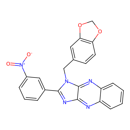 1-(1,3-benzodioxol-5-ylmethyl)-2-(3-nitrophenyl)-1H-imidazo[4,5-b]quinoxaline structure