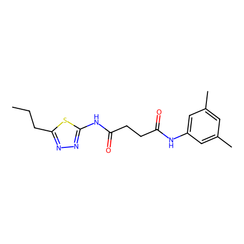 N-(3,5-dimethylphenyl)-N'-(5-propyl-1,3,4-thiadiazol-2-yl)butanediamide structure