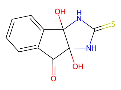 3a,8a-dihydroxy-2-thioxo-2,3,3a,8a-tetrahydroindeno[1,2-d]imidazol-8(1H)-one structure