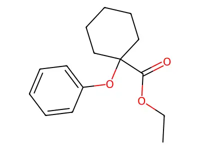 Cyclohexanecarboxylic acid, 1-phenoxy-, ethyl ester structure