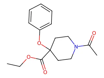 4-Piperidinecarboxylic acid, 1-acetyl-4-phenoxy-, ethyl ester structure