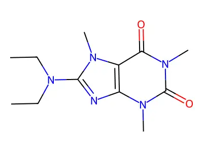 8-(diethylamino)-3,7-dihydro-1,3,7-trimethyl-1H-purine-2,6-dione structure