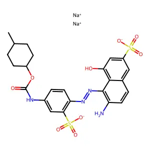 2-Naphthalenesulfonic acid, 6-amino-4-hydroxy-5-((4-((((4-methylcyclohexyl)oxy)carbonyl)amino)-2-sulfophenyl)azo)-, disodium salt structure