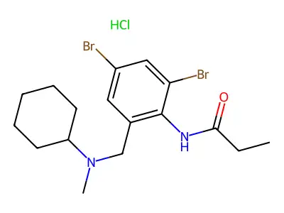 Propanamide, N-(2,4-dibromo-6-((cyclohexylmethylamino)methyl)phenyl)-, monohydrochloride structure