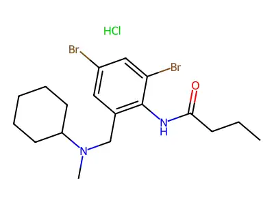 Butanamide, N-(2,4-dibromo-6-((cyclohexylmethylamino)methyl)phenyl)-, monohydrochloride structure