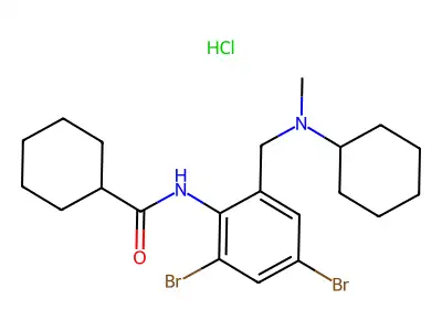 Cyclohexanecarboxamide, N-(2,4-dibromo-6-((cyclohexylmethylamino)methyl)phenyl)-, monohydrochloride structure