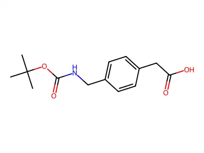 2-(4-((((Tert-butoxy)carbonyl)amino)methyl)phenyl)acetic acid structure
