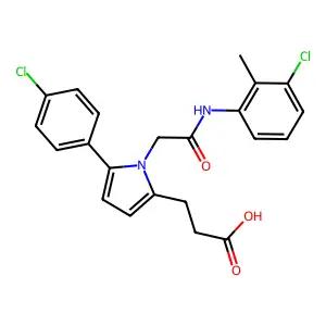 3-[1-{2-[(3-chloro-2-methylphenyl)amino]-2-oxoethyl}-5-(4-chlorophenyl)-1H-pyrrol-2-yl]propanoic acid structure