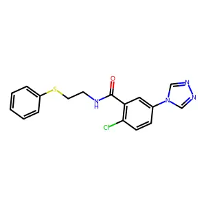 2-chloro-N-(2-phenylsulfanylethyl)-5-(1,2,4-triazol-4-yl)benzamide structure