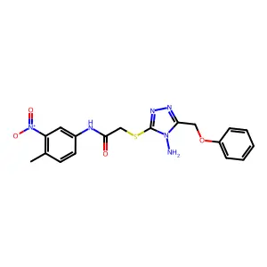 2-[[4-amino-5-(phenoxymethyl)-1,2,4-triazol-3-yl]sulfanyl]-N-(4-methyl-3-nitrophenyl)acetamide structure
