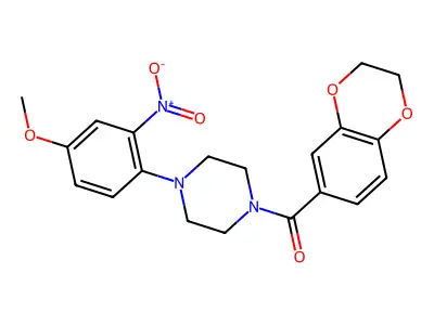 2,3-dihydro-1,4-benzodioxin-6-yl-[4-(4-methoxy-2-nitrophenyl)piperazin-1-yl]methanone structure