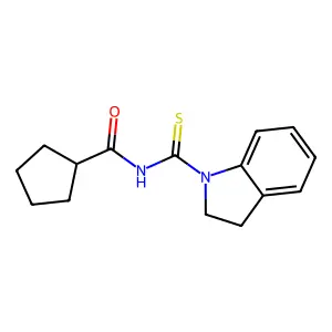 N-(2,3-dihydro-1H-indol-1-ylcarbonothioyl)cyclopentanecarboxamide structure
