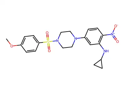 N-cyclopropyl-5-[4-(4-methoxyphenyl)sulfonylpiperazin-1-yl]-2-nitroaniline structure
