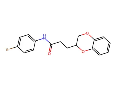 N-(4-bromophenyl)-3-(2,3-dihydro-1,4-benzodioxin-3-yl)propanamide structure