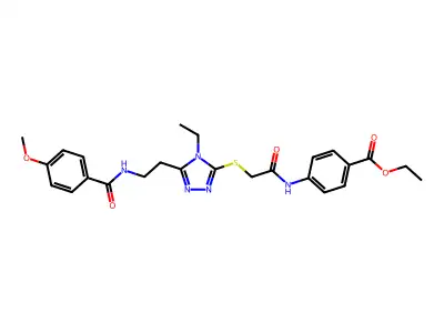 ethyl 4-[({[4-ethyl-5-(2-{[(4-methoxyphenyl)carbonyl]amino}ethyl)-4H-1,2,4-triazol-3-yl]sulfanyl}acetyl)amino]benzoate structure