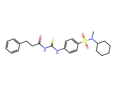 N-[[4-[cyclohexyl(methyl)sulfamoyl]phenyl]carbamothioyl]-3-phenylpropanamide structure