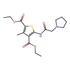 Diethyl 3-methyl-5-[(pyrrolidin-1-ylacetyl)amino]thiophene-2,4-dicarboxylate structure