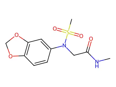 2-[1,3-benzodioxol-5-yl(methylsulfonyl)amino]-N-methylacetamide structure