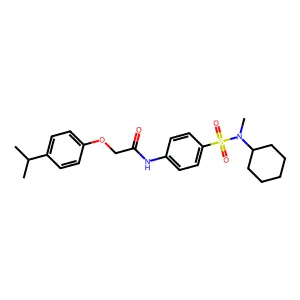 N-(4-{[cyclohexyl(methyl)amino]sulfonyl}phenyl)-2-(4-isopropylphenoxy)acetamide structure