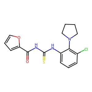 N-[3-chloro-2-(1-pyrrolidinyl)phenyl]-N'-(2-furoyl)thiourea structure