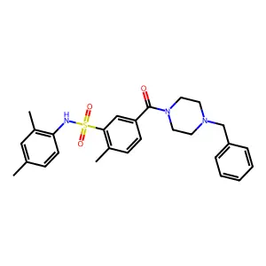 5-(4-benzylpiperazine-1-carbonyl)-N-(2,4-dimethylphenyl)-2-methylbenzenesulfonamide structure