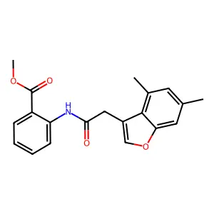 Methyl 2-{[(4,6-dimethyl-1-benzofuran-3-yl)acetyl]amino}benzoate structure